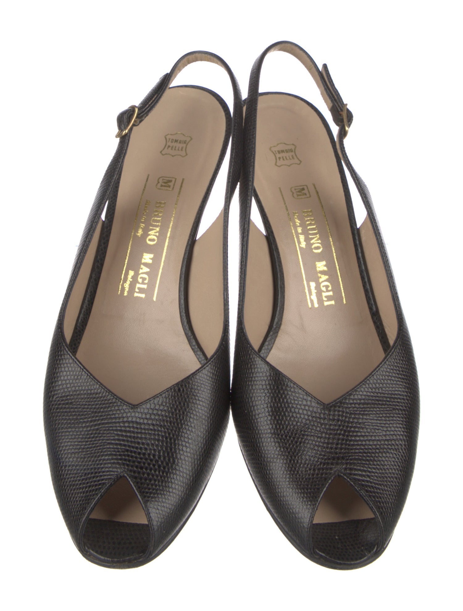 Bruno Magli Embossed Leather Slingback Pumps